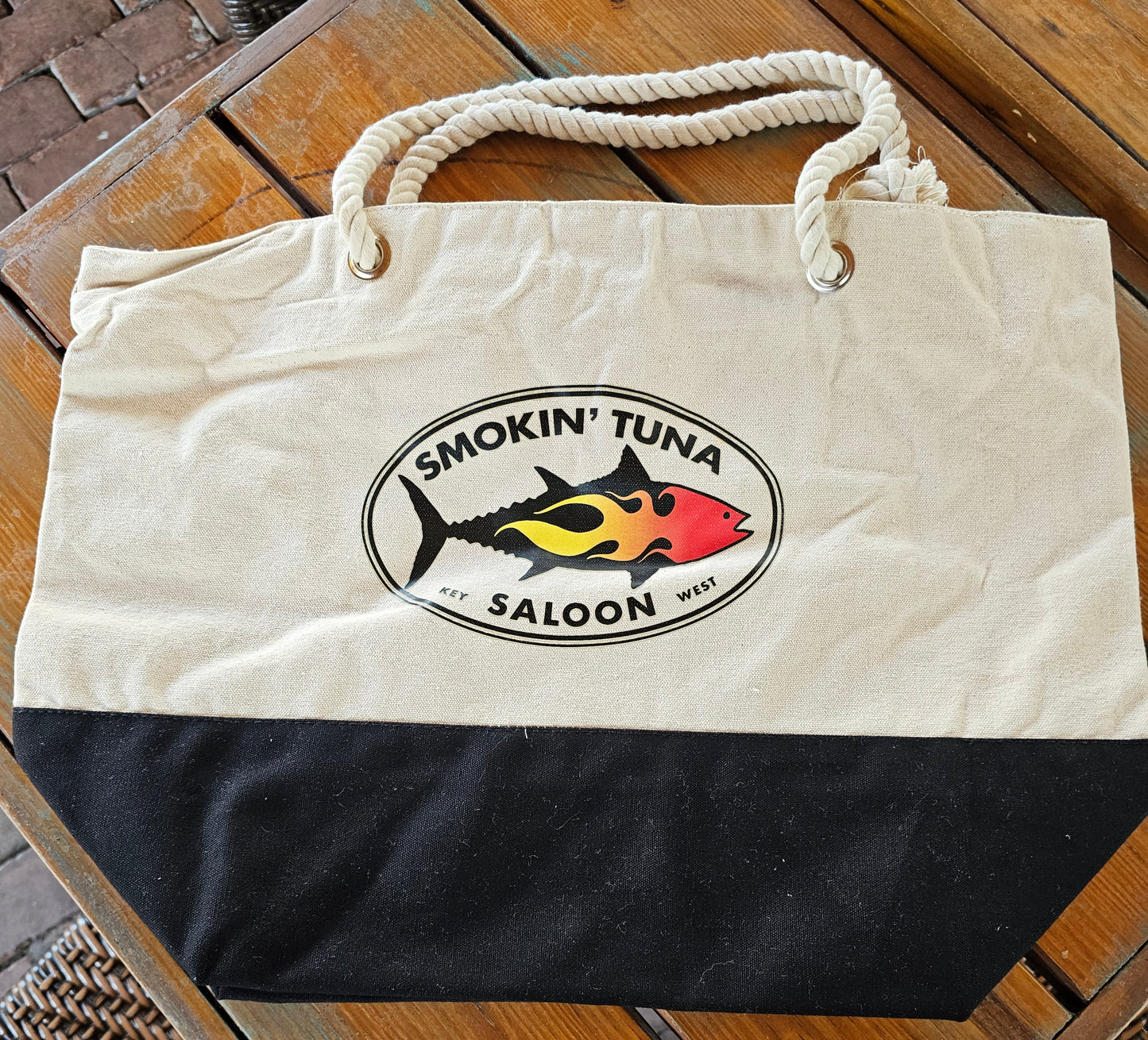 Smokin tuna tote bag